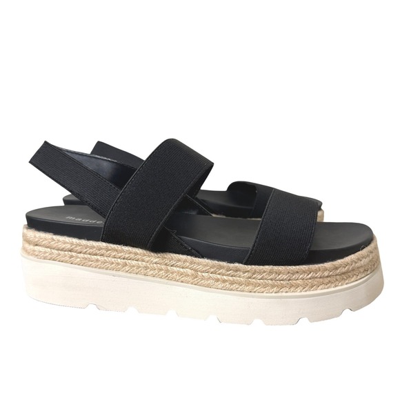 Madden Girl Shoes - Madden Girl Platform Espadrille Sandals Womens 10 Black Strappy Chunky Boho